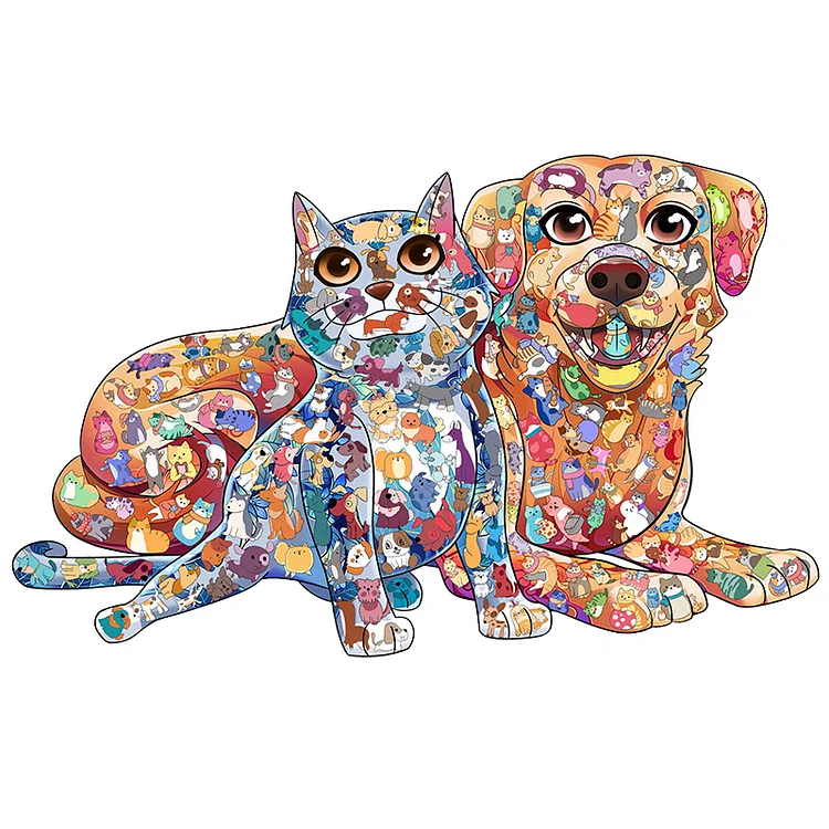 Dogs and cats wooden jigsaw puzzle