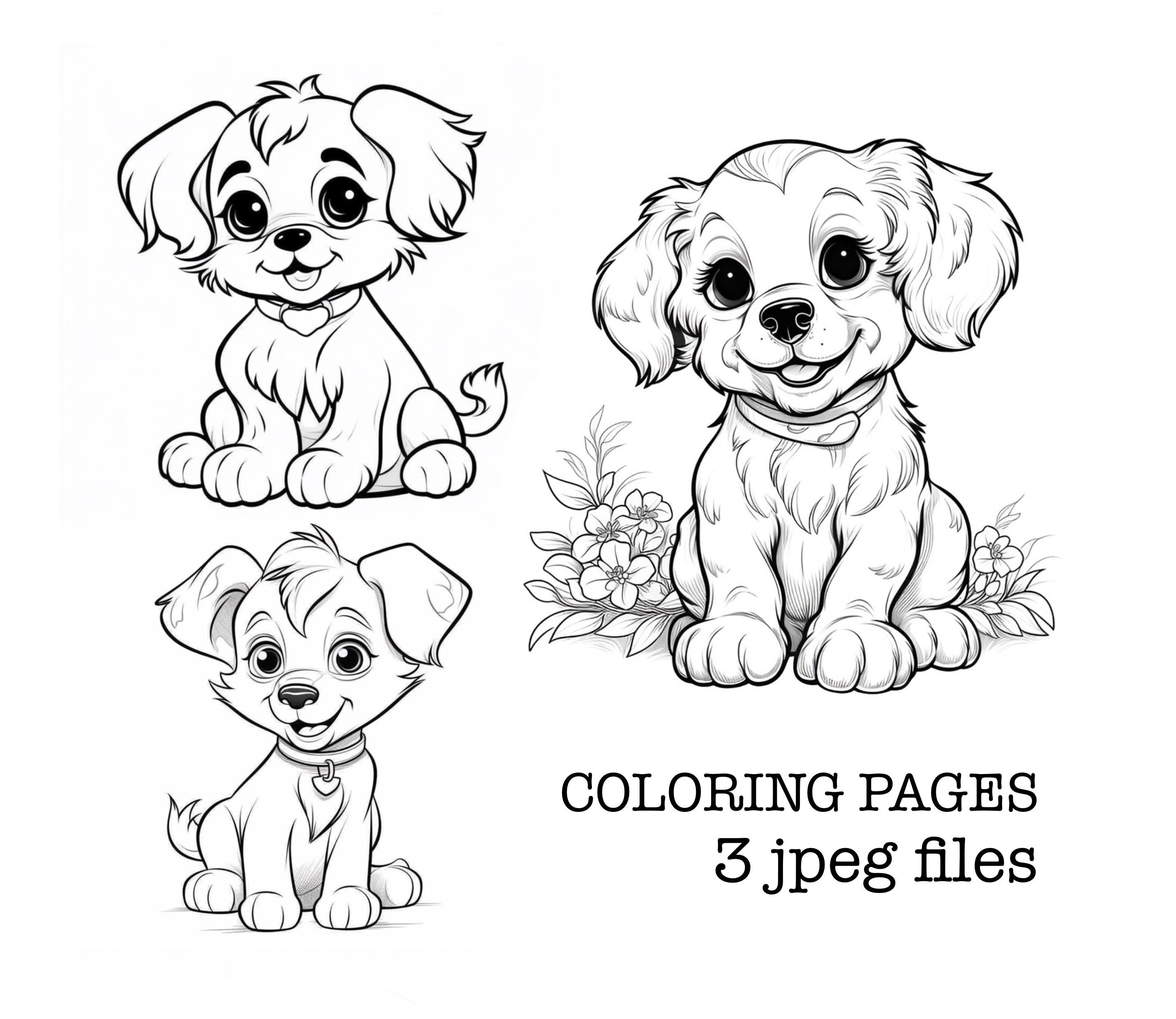 Puppy coloring pages dog clipart coloring pages for kids digital download