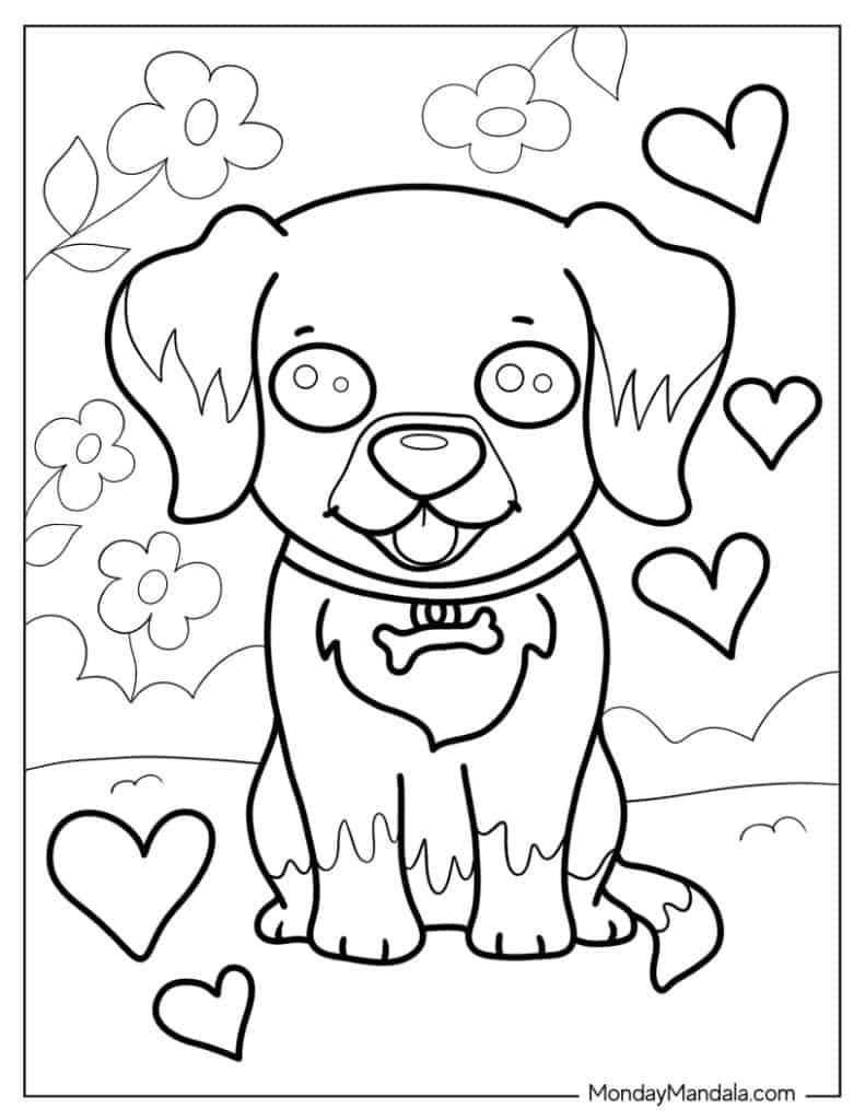 Puppy coloring pages free pdf printables