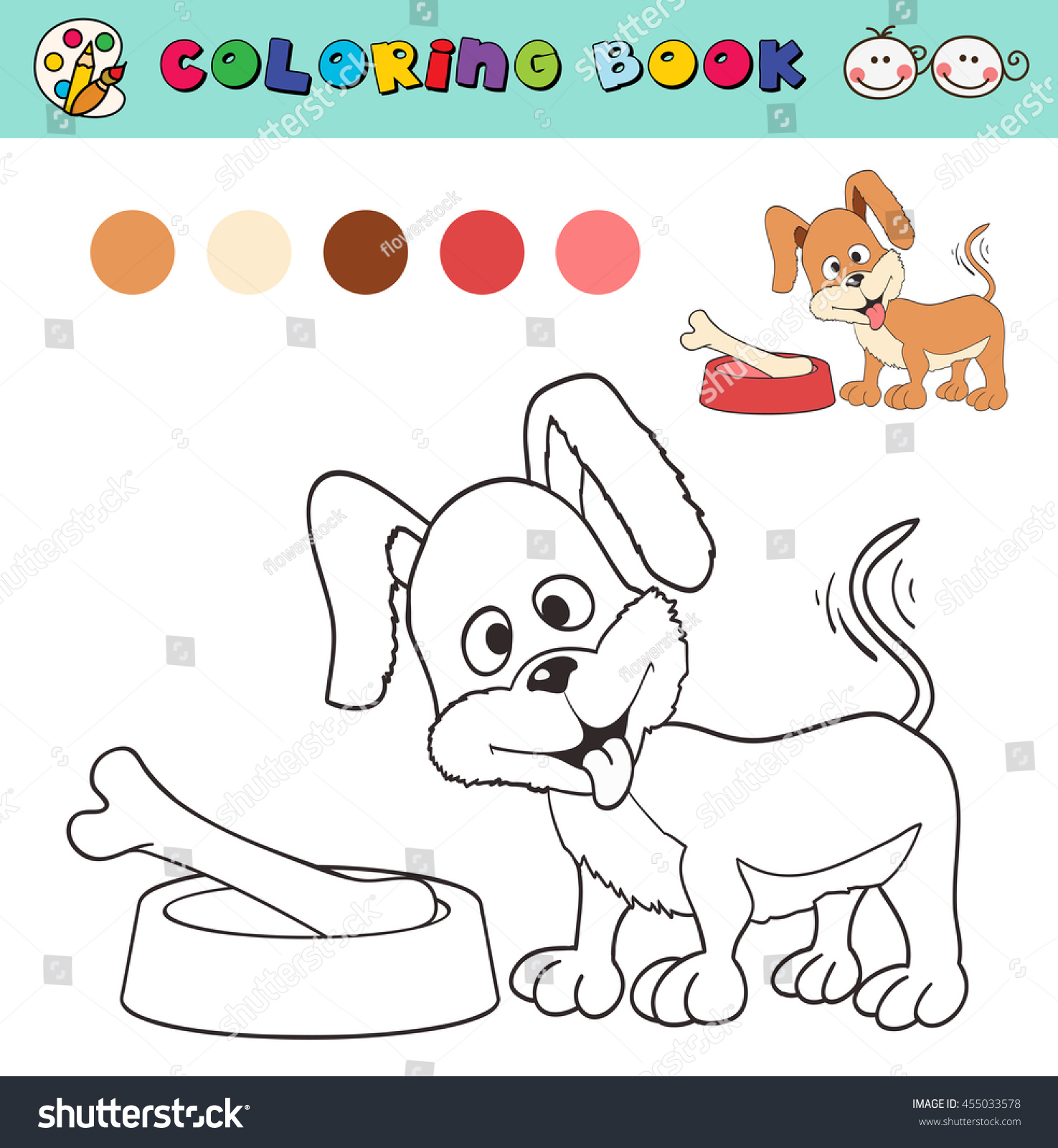 Coloring book page template dog bone stock vector royalty free
