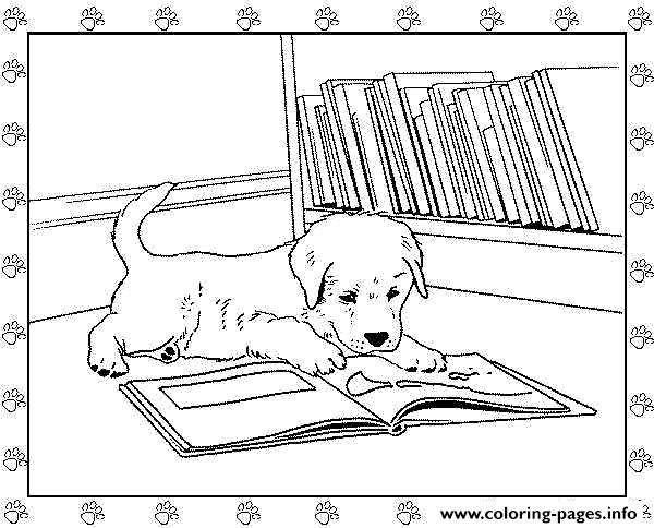 Print dog reading a book e coloring pages puppy coloring pages dog coloring page dog coloring book