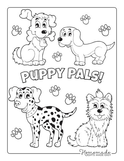 Free dog coloring pages for kids adults