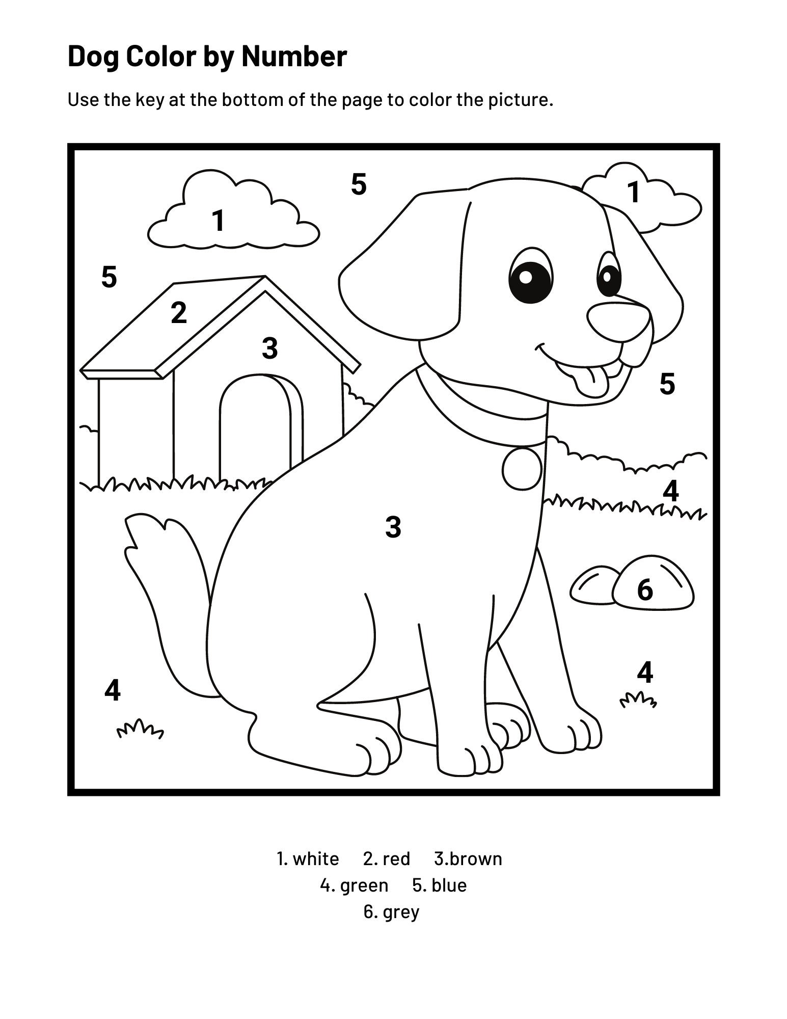 Dog design coloring by numbers coloring page coloring book