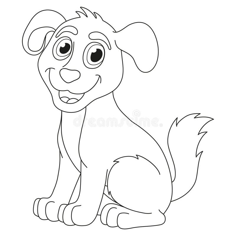 Cartoon puppy coloring book page for children stock vector