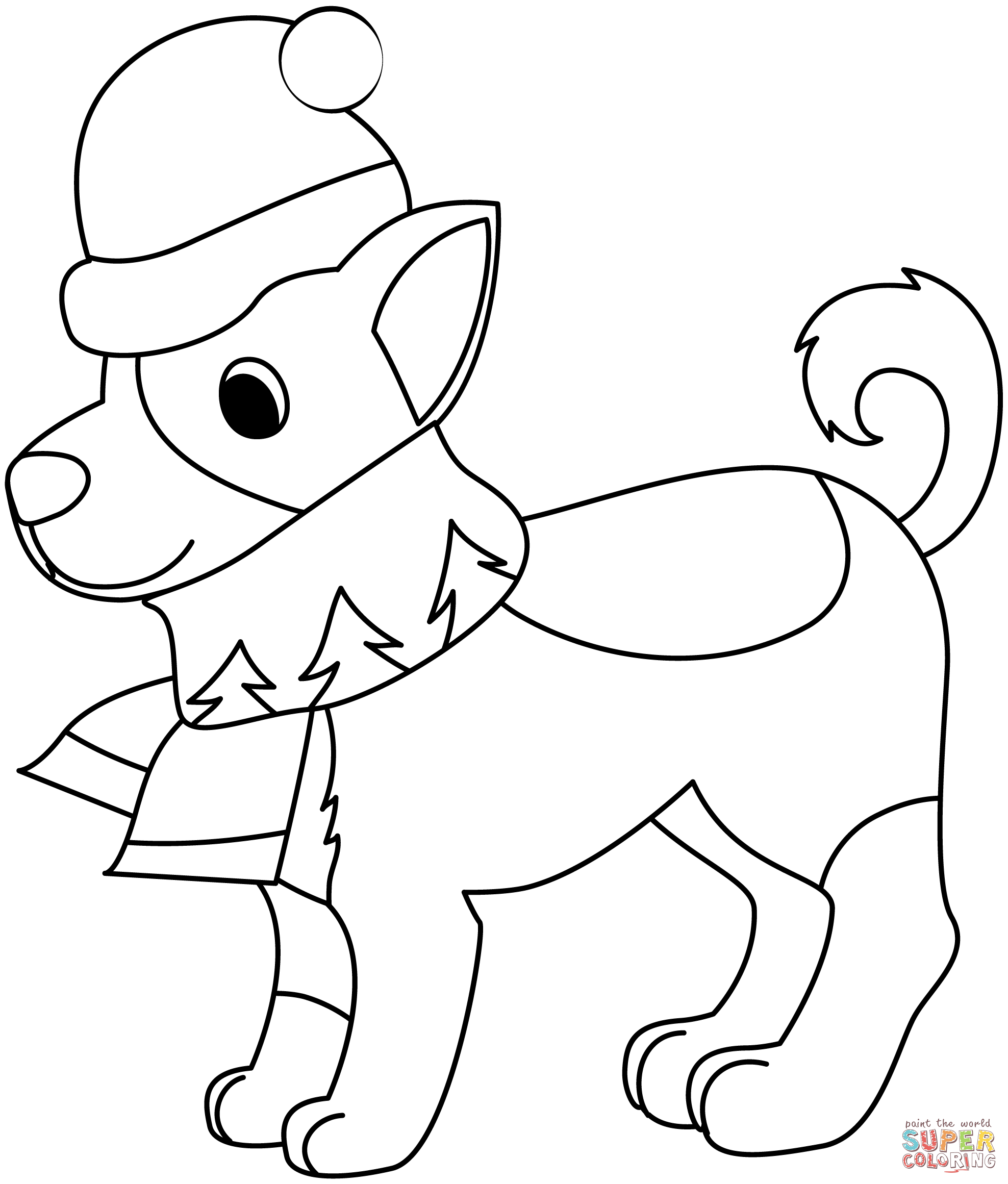 Christmas dog coloring page free printable coloring pages