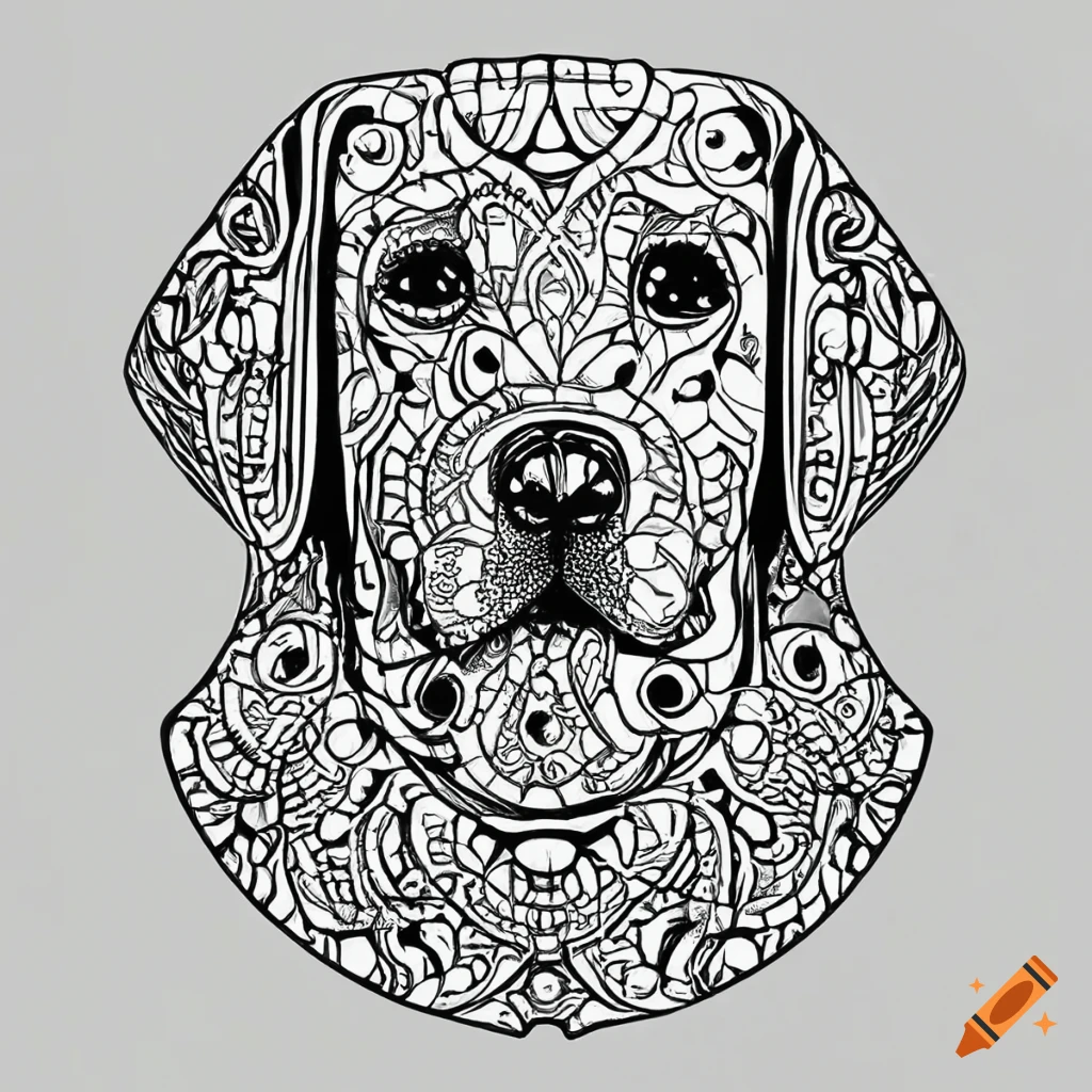 Mandala coloring page of a labrador retriever on