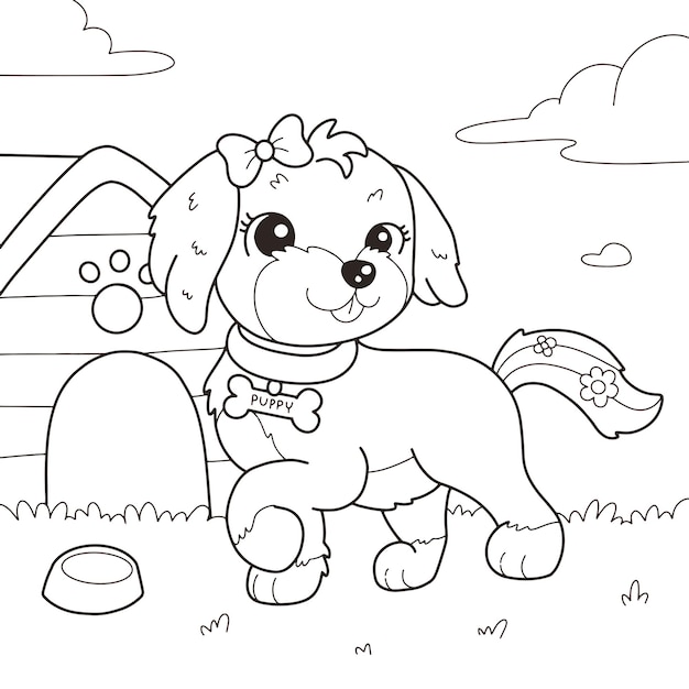 Premium vector cockapoo puppy coloring page