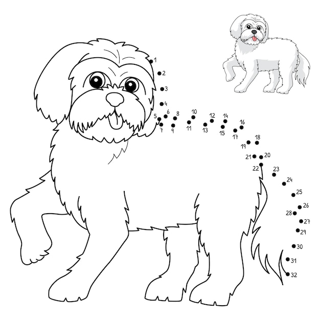 Premium vector dot to dot maltese dog isolated coloring page