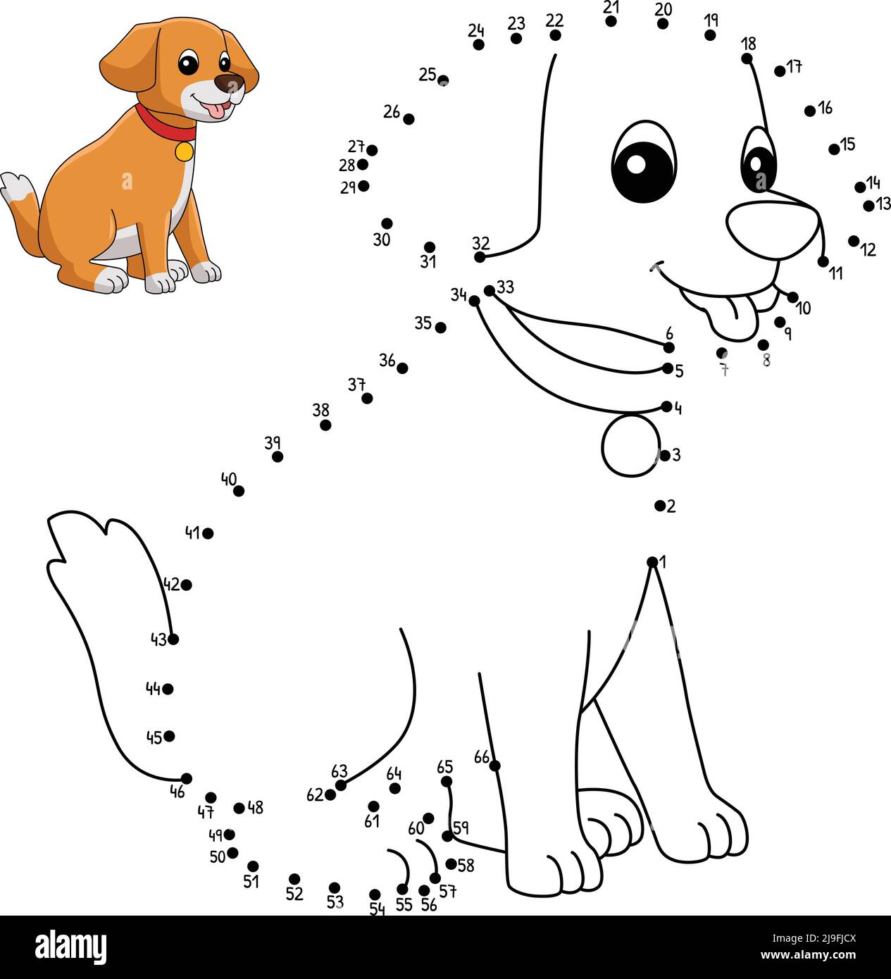 Dot to dot dog coloring page for kids stock vector image art