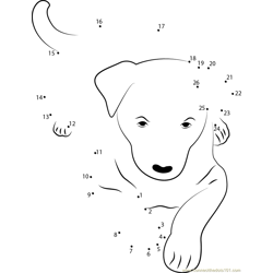 Dog connect the dots worksheets printable for kids