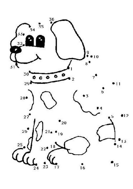 Dot to dot cute dog coloring pages