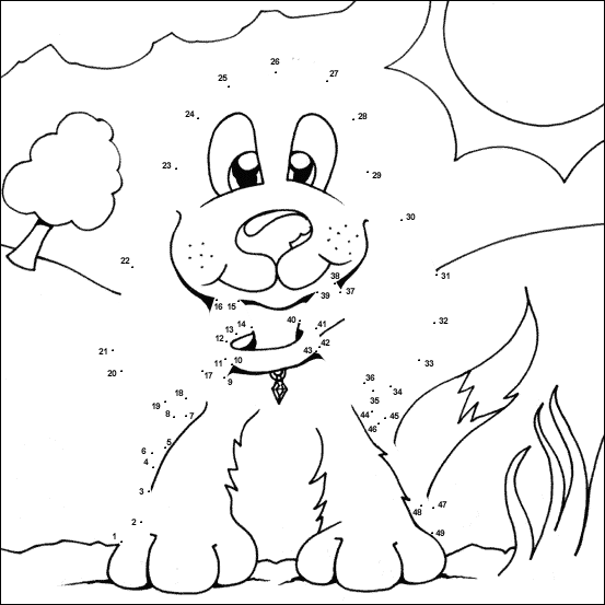 Puppy dot to dot my free colouring pages