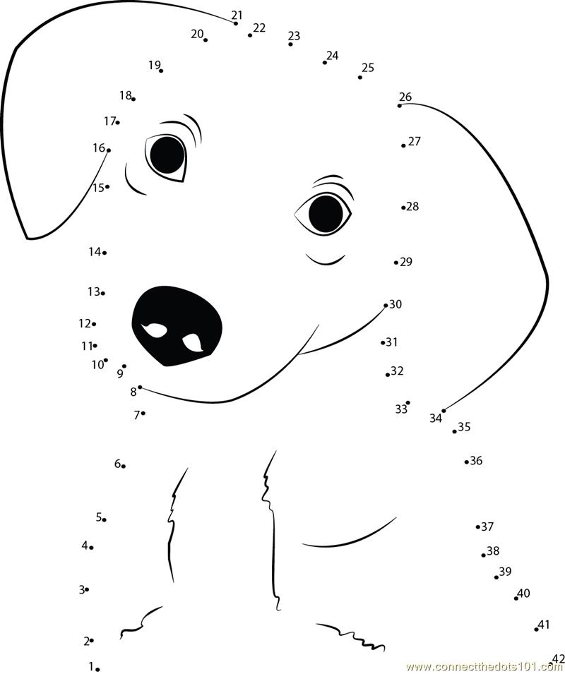 Innocent dog dot to dot printable worksheet