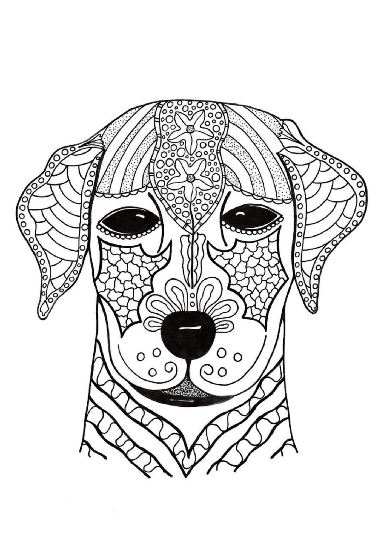 Dog face mandala coloring page