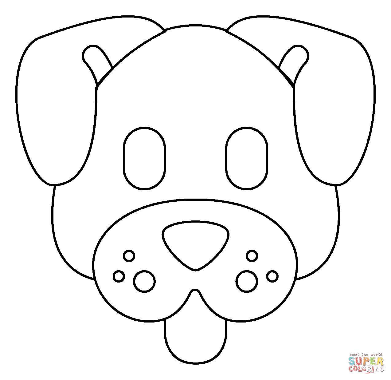 Dog face emoji coloring page free printable coloring pages