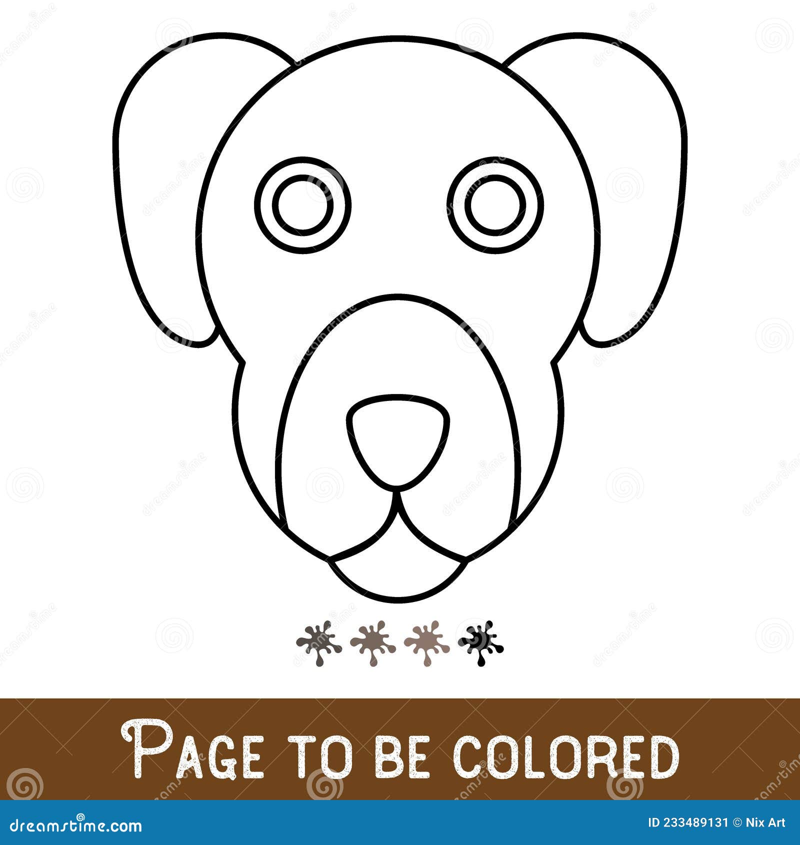 Funny dog face to be colored the coloring book for preschool kids with easy educational gaming level mediumvector stock vector