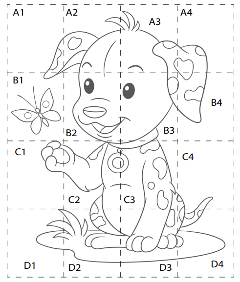 Grid art puzzles dog cut