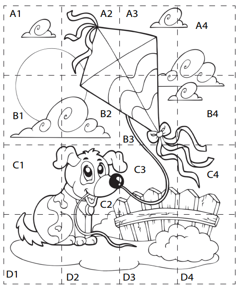 Grid art puzzles dog cut