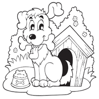 Dog and dog house coloring pages