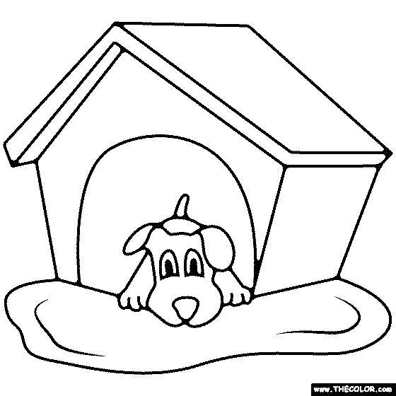 Dog in doghouse coloring page