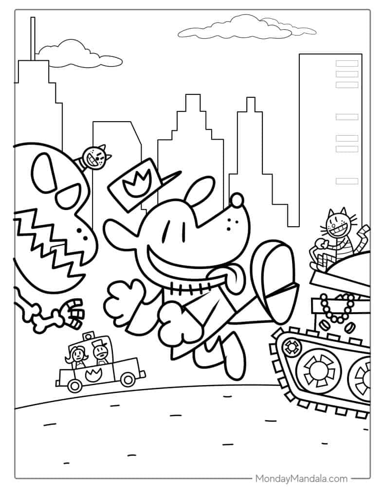 Dog man coloring pages free pdf printables