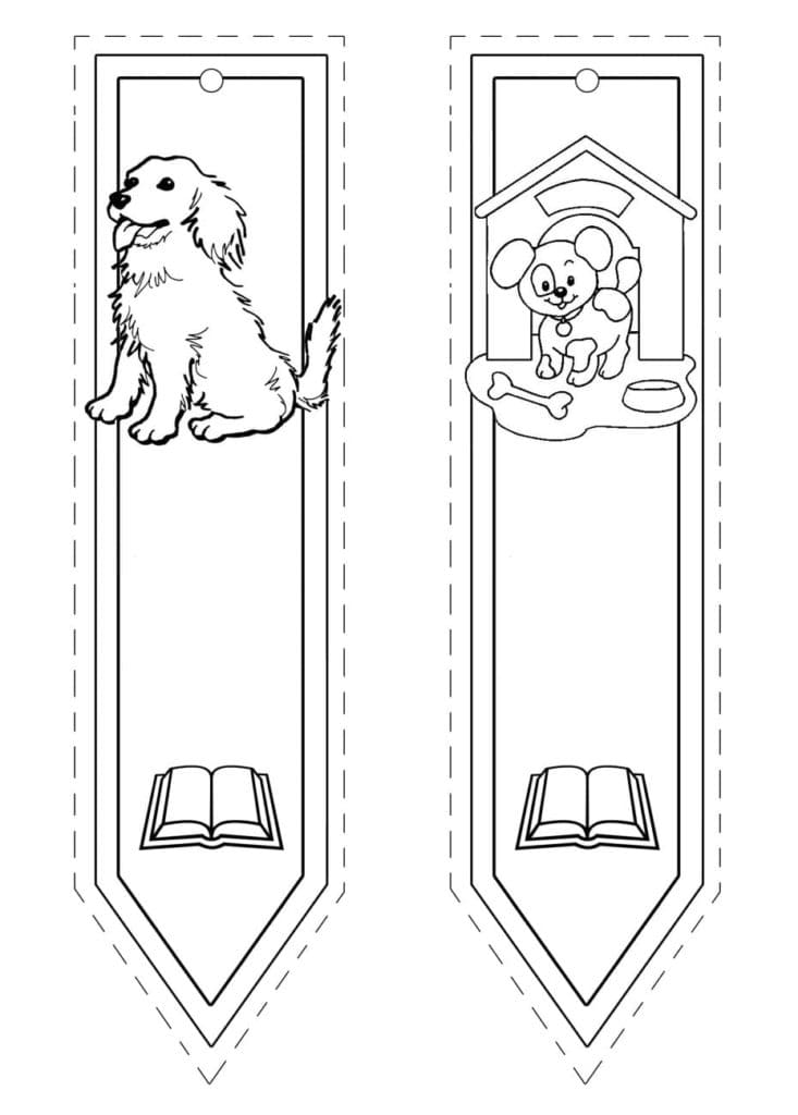 Dogs bookmarks coloring page