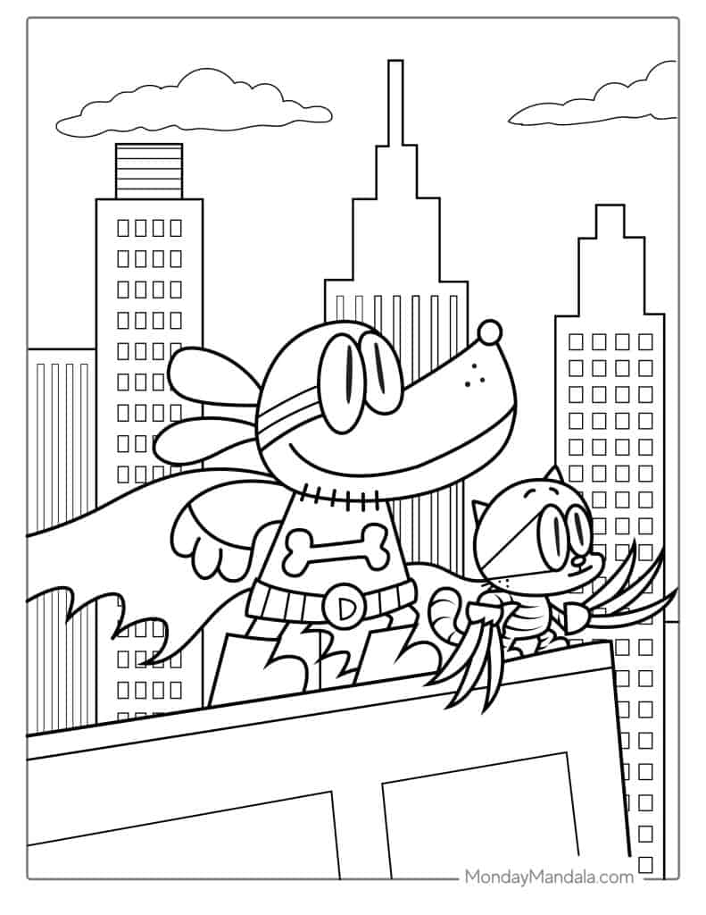 Dog man coloring pages free pdf printables