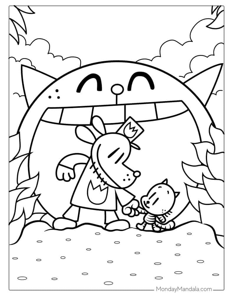 Dog man coloring pages free pdf printables