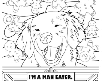 Pet life man eating dog pet themed coloring page digital download pdf dog doggy puppy animal pet christmas