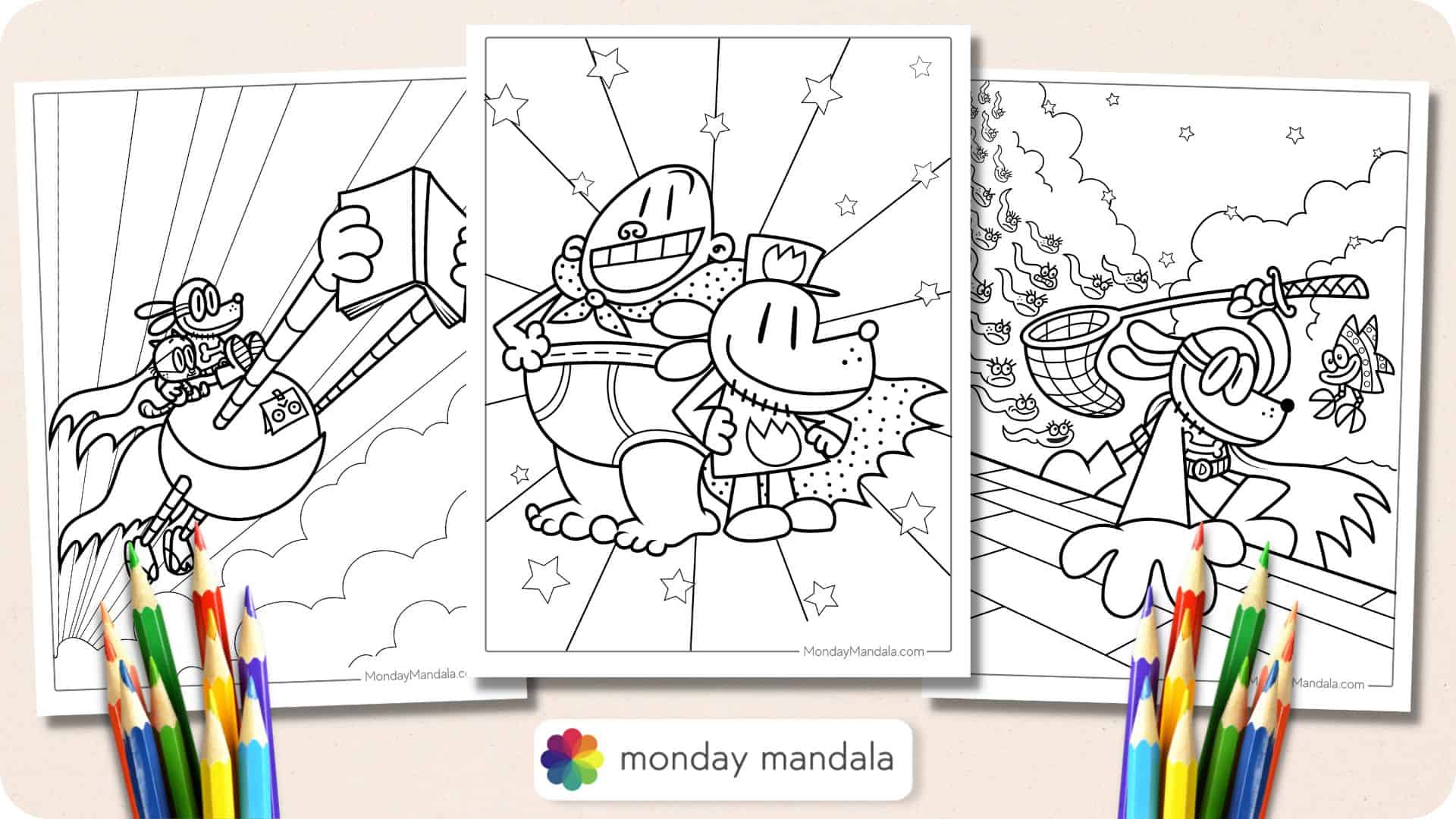 Dog man coloring pages free pdf printables