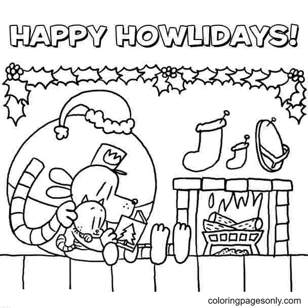 Christmas dog man coloring page