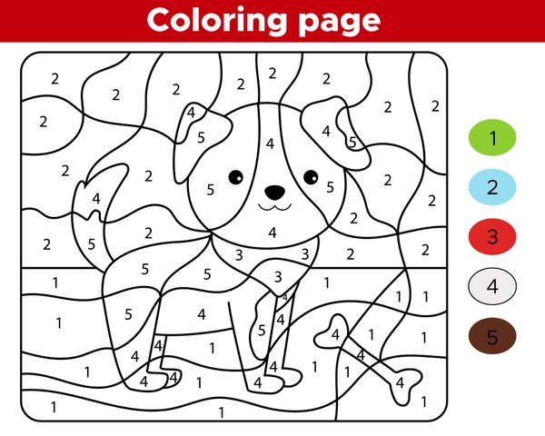 Dogs color by numbers royalty