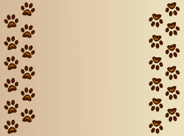 Silhouette of paw print wallpaper border illustrations clip art