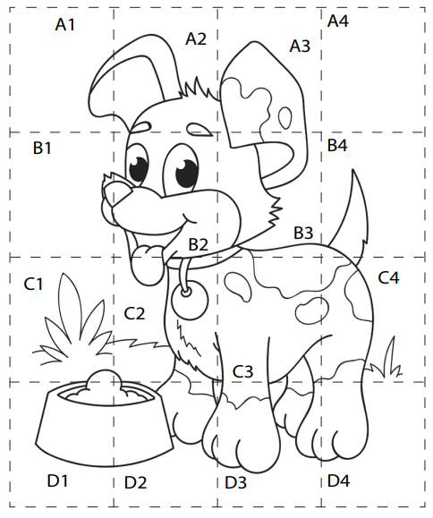 Grid art puzzles dog cut