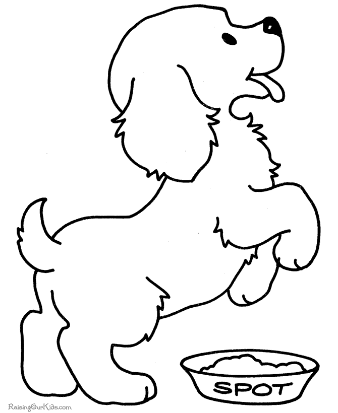 Dog coloring page at spot at dinner