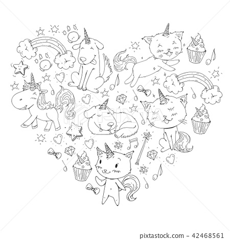 Unicorn cats dog horse pony vector image