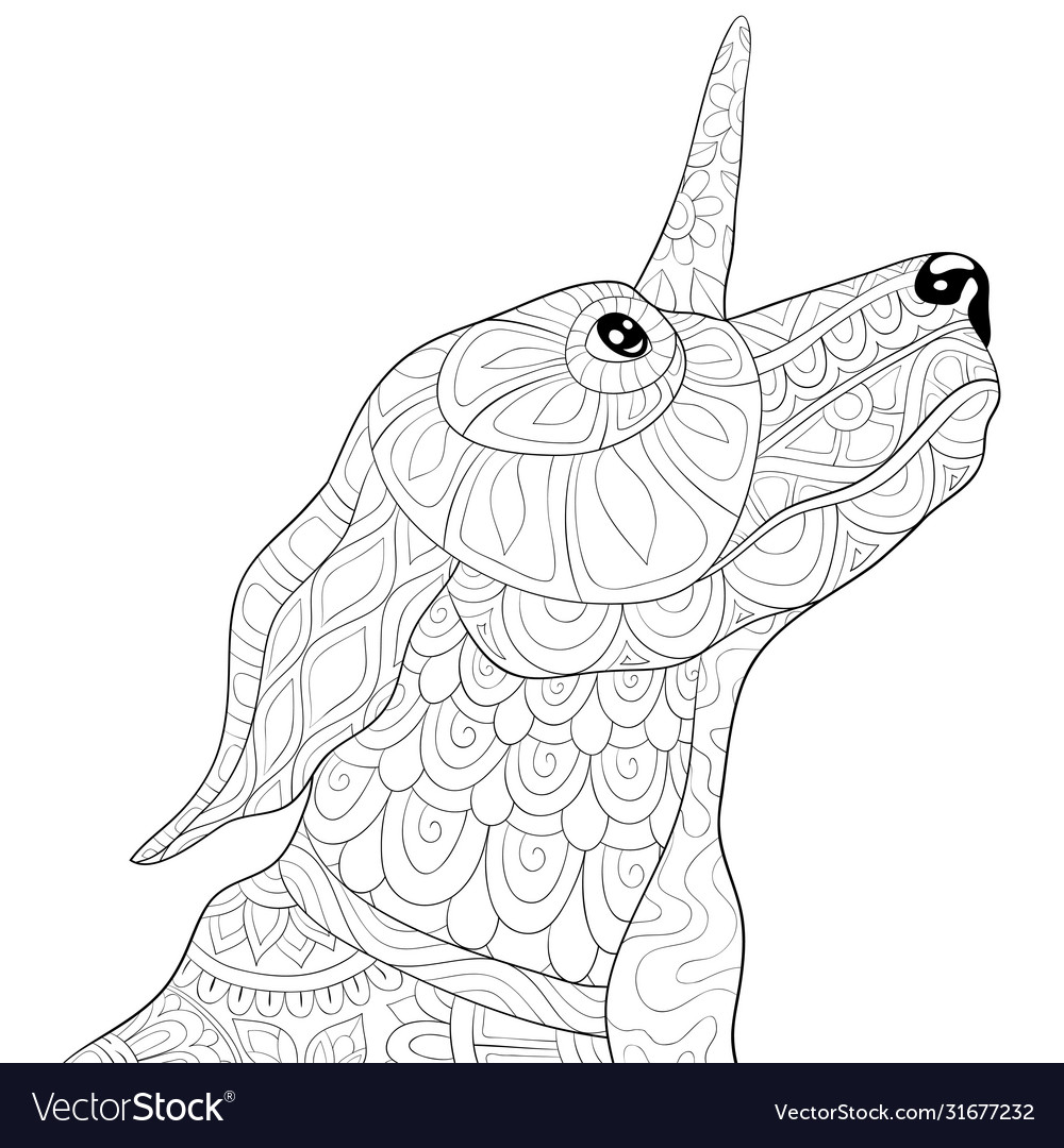 Adult coloring bookpage a cute uni