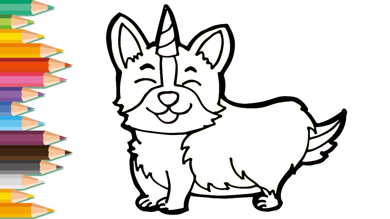 Drawing and coloring for kid corgi dog unicorn lovely kids