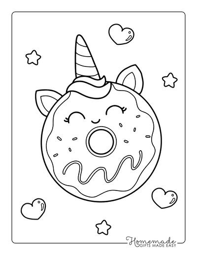 Magical unicorn coloring pages for kids adults unicorn coloring pages coloring pages donut coloring page