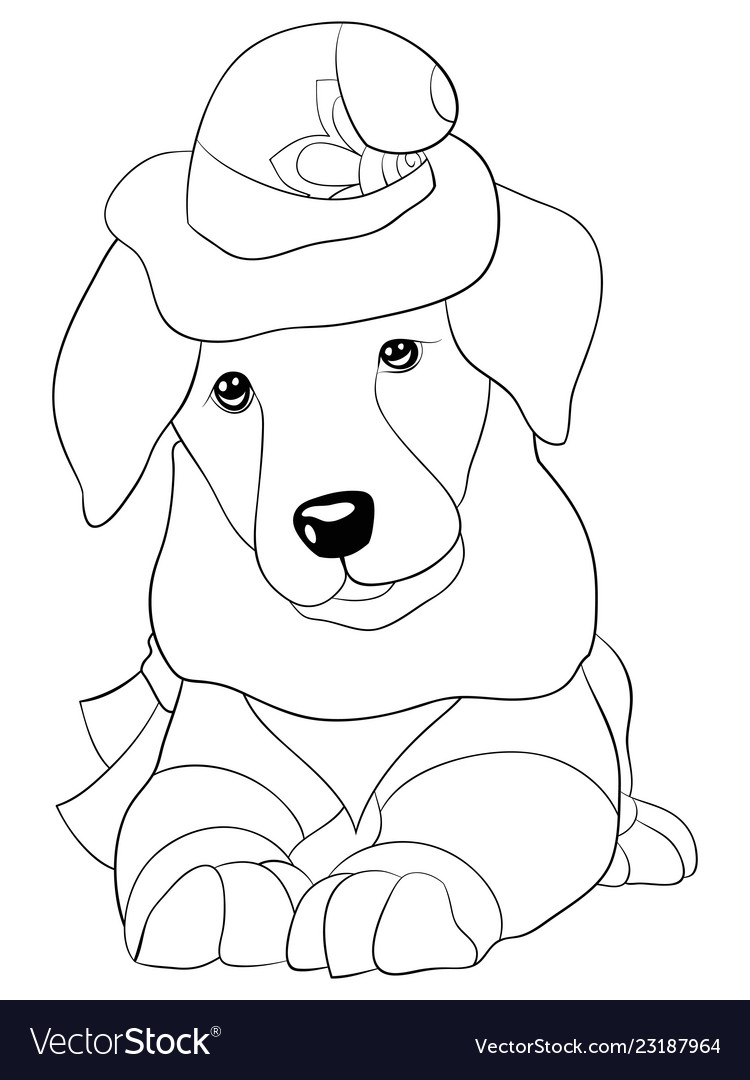 Adult coloring bookpage a cute dog with christmas vector image