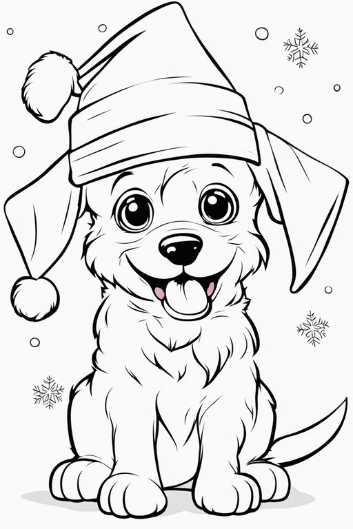 Cute christmas animal coloring page illustration