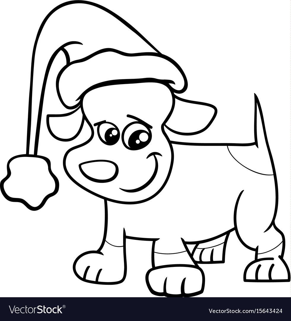 Puppy on christmas coloring page royalty free vector image