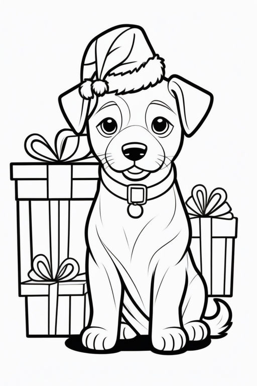 Cute christmas animal black and white coloring page vector illustration