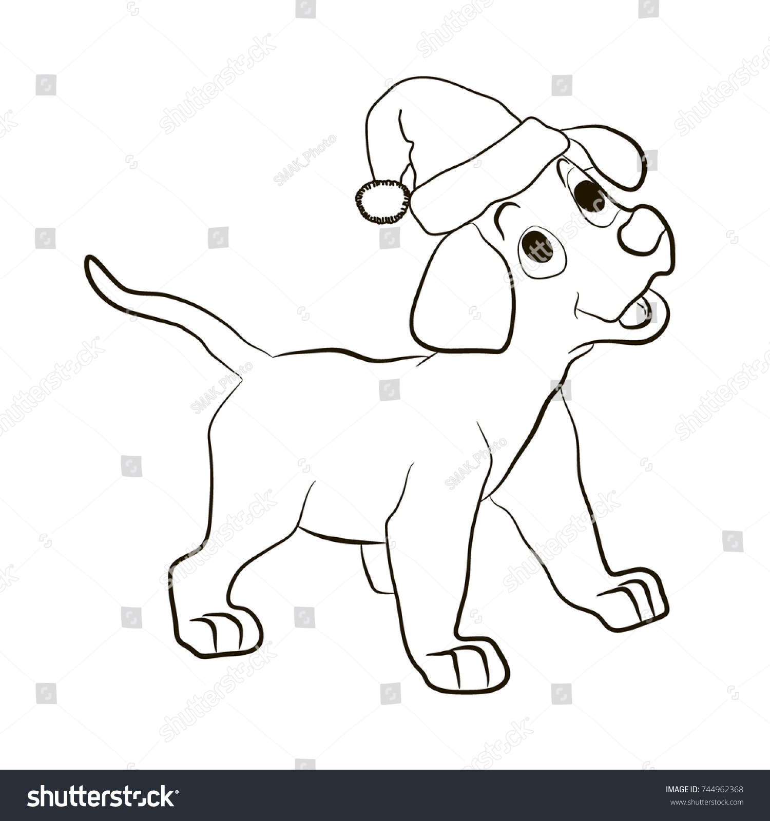 Puppy hat santa claus smiles animals stock vector royalty free