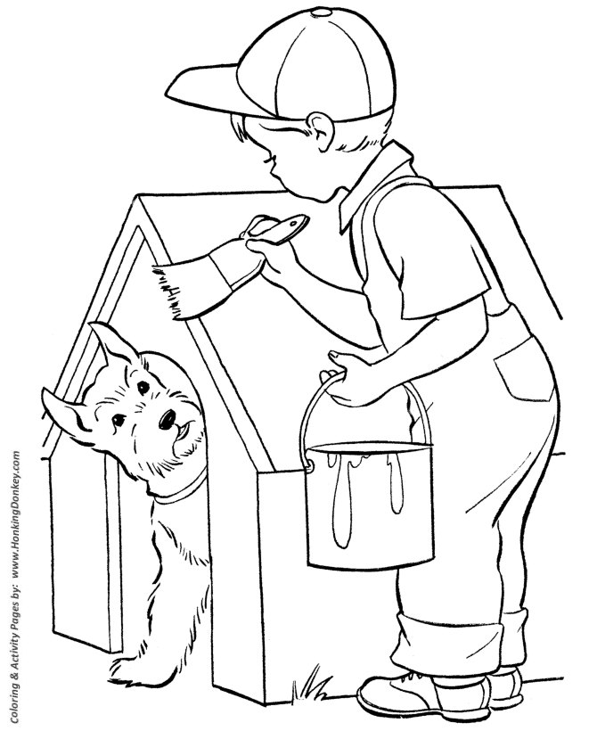 Dog coloring pages printable doghouse painting coloring page sheet and kids activity page