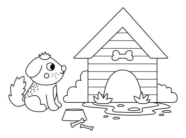 Clip art of a dog bone coloring page stock illustrations royalty