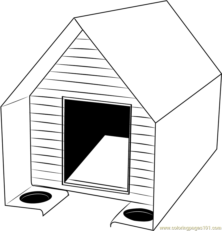 Cute dog house coloring page for kids