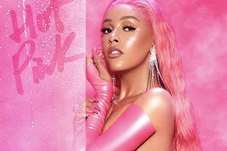 Doja cat wallpaper in pink glamour hot pink disco style