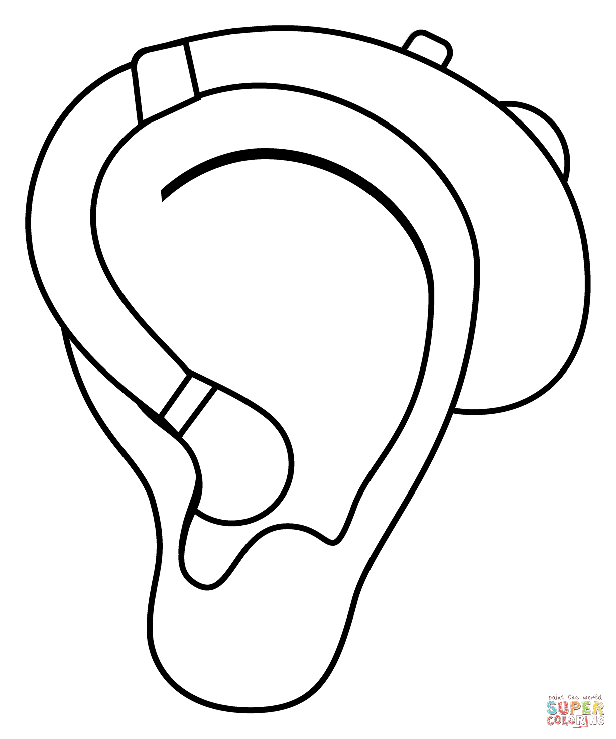 Ear with hearing aid emoji coloring page free printable coloring pages