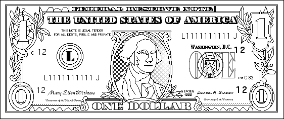 Dollar bill coloring page for kids learning money enchanted learning learning games for kids